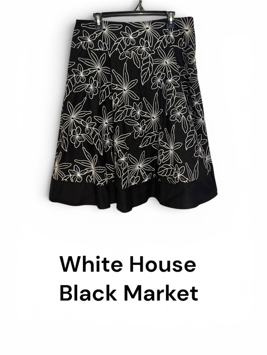 White House Black Market Dresses & Skirts - White House Black Market Black/White Floral Flare Skirt SZ: 12     #1